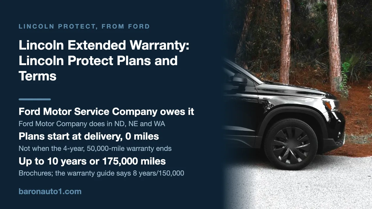 Brand panel beside the front half of a black SUV parked in side profile against pine woods